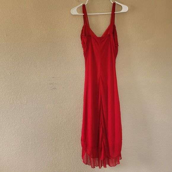 Ruby Rox Y2K Mesh Babydoll Red Midi Dress Sz Medium Asymmetrical Romantic Fairy - Picture 11 of 11